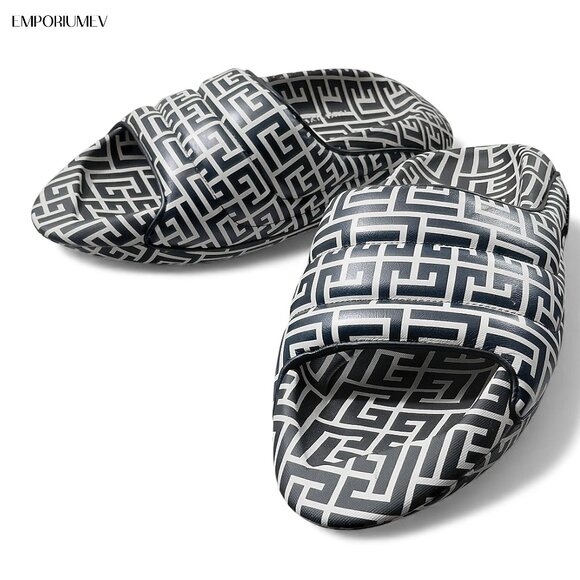 Balmain B IT Original Leather Quilted Monogram Men Slides -Size US 11- main image 13